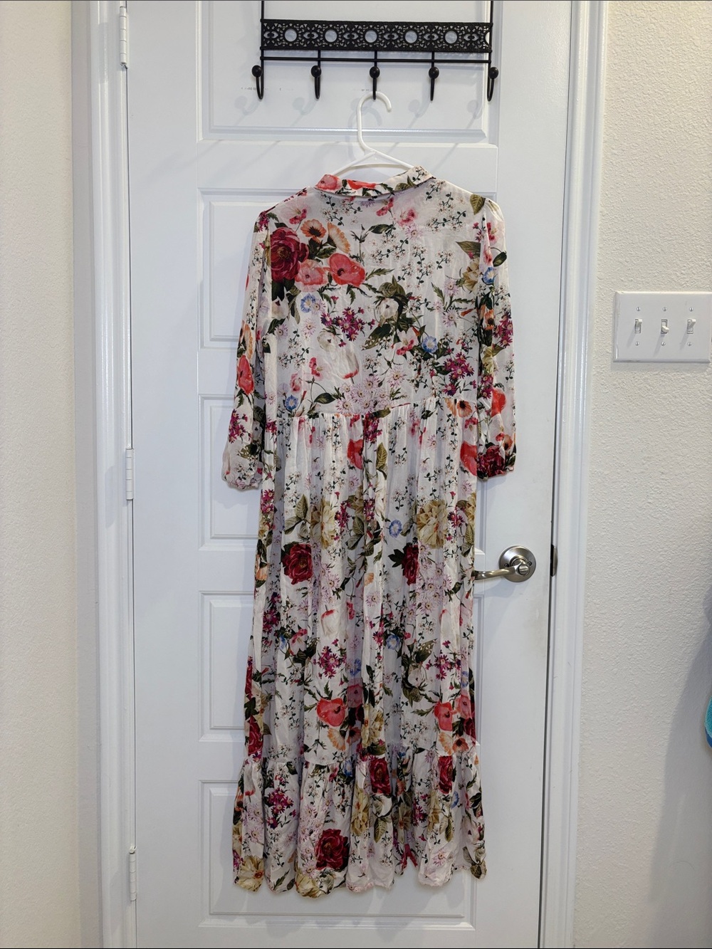 Zara Floral Midi Dress Button Front Long Sleeve Cottagecore Boho Women’s Small - Picture 3 of 4